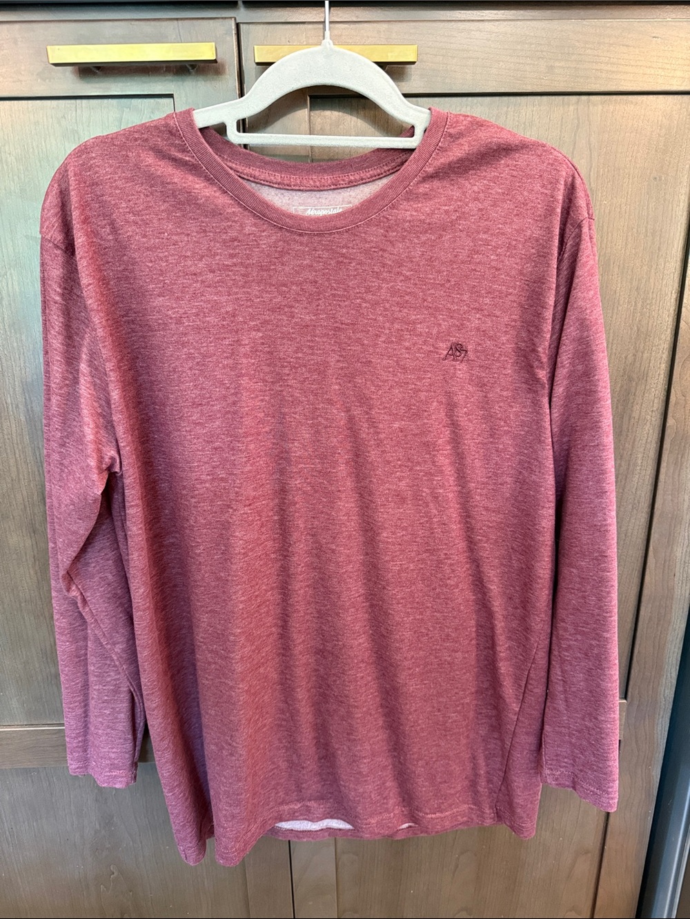 Aeropostale Men's Long Sleeve Tee in Heather Burgundy